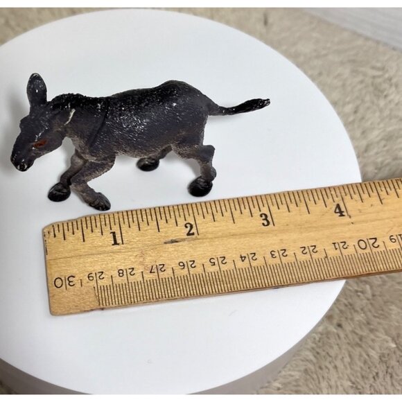 Gray Donkey Figurine Plastic Toy Red Eyes Collectible Farm Animal Play Nativity - Picture 6 of 8